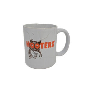 Vtg Hooters Orange Owl Logo Ceramic White Coffee Tea Cup Mug Size 2 Stress U237